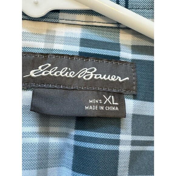 Eddie Bauer Fishing Short Sleeve Button Down Collared Blue Striped Shirt Size XL - Picture 4 of 7